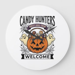 Halloween-Süßigkeiten Sammler Vintage Gravur Kürbi Große Wanduhr