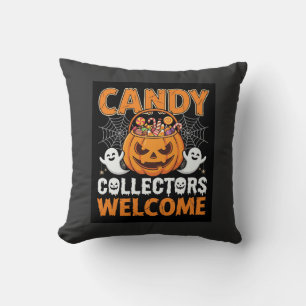 Halloween-Süßigkeiten-Sammler Willkommen Kürbis-Ve Kissen