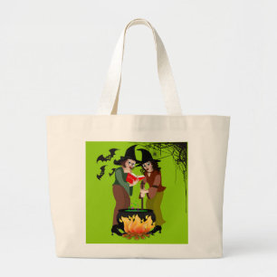 Halloween-Süßigkeiten-Tasche - Gruselige Hexen Jumbo Stoffbeutel