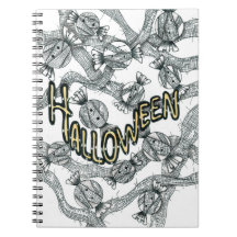 Halloween-Süßigkeiten und -Bänder Spiralblock
