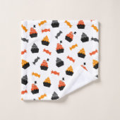 Halloween-Süßigkeiten und Kuchen-Muster Badhandtuch Set (Waschlappen)