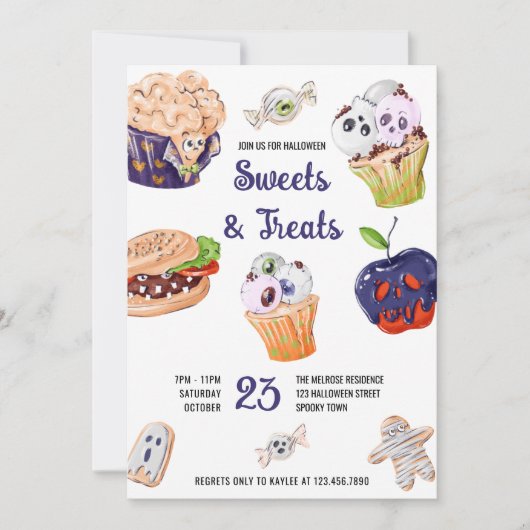 Halloween-Süßigkeiten und Leckereien, Party-Lebens Einladung (Vorderseite)