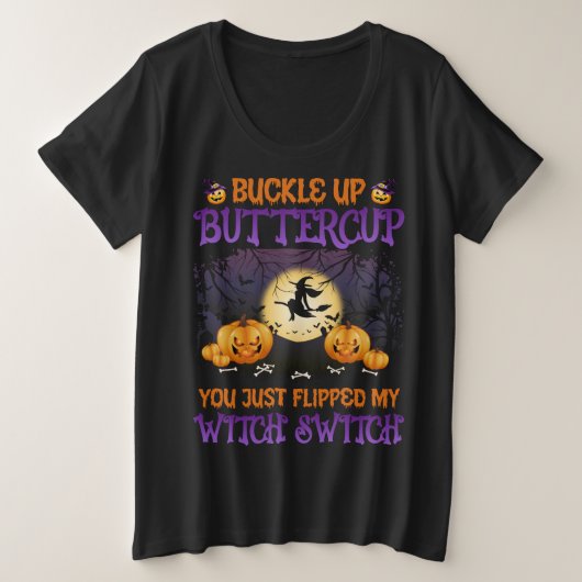 Halloween-Switch knöpfen Buttercup Große Größe T-Shirt (Design vorne)