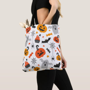Halloween-Symbole in Weiß Tasche