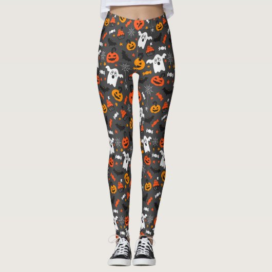 Halloween-Symbole - nahtloses Muster Leggings (Vorderseite)