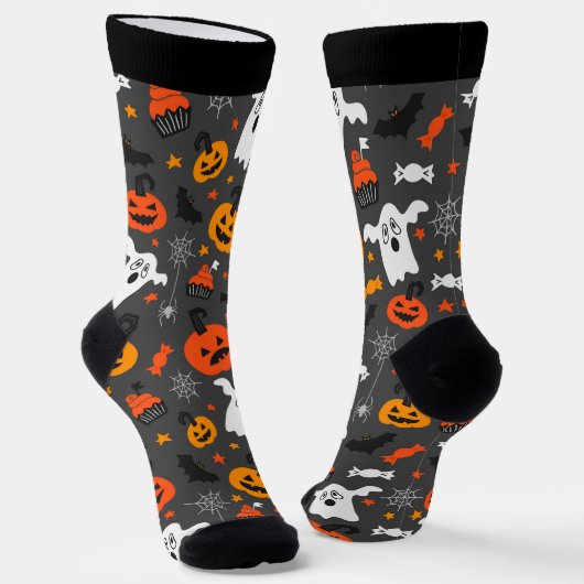 Halloween-Symbole - nahtloses Muster Socken (Gewinkelt)