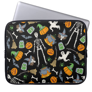 Halloween-Symbole Vintag Nahtloser Hintergrund Laptopschutzhülle
