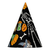 Halloween-Symbole Vintag Nahtloser Hintergrund Partyhütchen (Links)