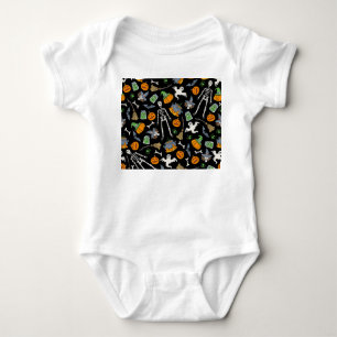 Halloween-Symbole Vintage nahtloser Hintergrund Baby Strampler