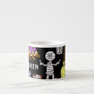 Halloween-Symbole, Vintages nahtloses Thema Espressotasse