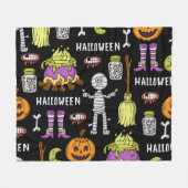 Halloween-Symbole, Vintages nahtloses Thema Fleecedecke (Vorderseite (Horizontal))