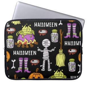 Halloween-Symbole, Vintages nahtloses Thema Laptopschutzhülle