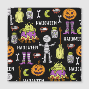Halloween-Symbole, Vintages nahtloses Thema Magnetkarte