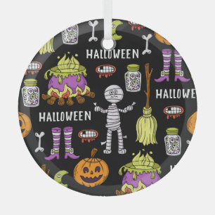 Halloween-Symbole, Vintages nahtloses Thema Ornament Aus Glas