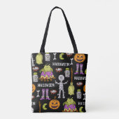Halloween-Symbole, Vintages nahtloses Thema Tasche (Rückseite)