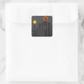 Halloween-Szene auf quadratischen Aufklebern. Quadratischer Aufkleber (Tasche)