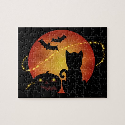 Halloween-Szene in Silhouette Puzzle (Horizontal)