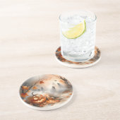 Halloween-Szene mit Kürbis und Geistern Getränkeuntersetzer (Seite)