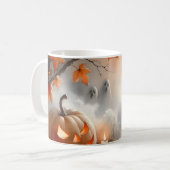 Halloween-Szene mit Kürbis und Geistern Kaffeetasse (Vorderseite Links)