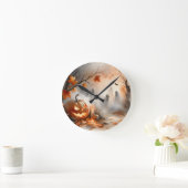 Halloween-Szene mit Kürbis und Geistern Runde Wanduhr (Zuhause)