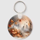 Halloween-Szene mit Kürbis und Geistern Schlüsselanhänger (Vorderseite)