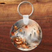 Halloween-Szene mit Kürbis und Geistern Schlüsselanhänger (Vorderseite)