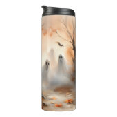 Halloween-Szene mit Kürbis und Geistern Thermosbecher (Nach rechts gedreht)