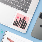 Halloween-Szene mit Zaun, Krähe, Vollmond & Pum Aufkleber (Laptop mit iPhone)