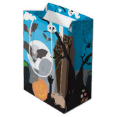 Halloween Szene Mittlere Geschenktüte (Rückseite Schrägansicht)