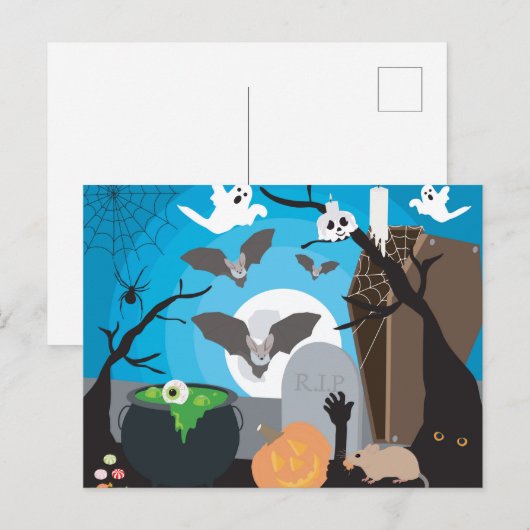 Halloween Szene Postkarte (Vorne/Hinten)