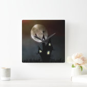 Halloween-Szene Quadratische Wanduhr (Zuhause)