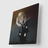 Halloween-Szene Quadratische Wanduhr (Winkel)