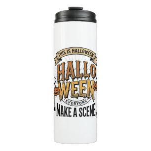 Halloween-Szene-Shirt Vintage-Gravur Kürbis De Thermosbecher