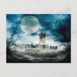 Halloween-Szene. Spuk Haus. Postkarte