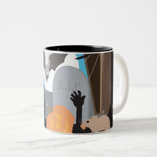 Halloween Szene Zweifarbige Tasse (VorderseiteRechts)