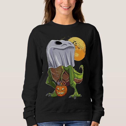 Halloween T Rex Dinosaur Ghost Boo Trick Rarw Trea Sweatshirt (Vorderseite)