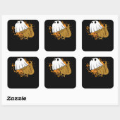 Halloween T Rex Dinosaur Ghost Trick oder Treat Quadratischer Aufkleber (Blatt)