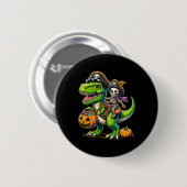 Halloween T Rex Dinosaur Pirate Boys Trick T Button (Vorne & Hinten)
