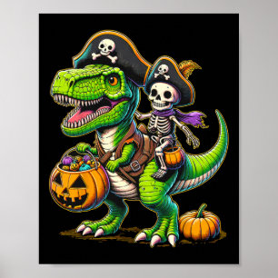 Halloween T Rex Dinosaur Pirate Boys Trick T Poster