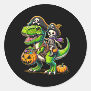 Halloween T Rex Dinosaur Pirate Boys Trick T Runder Aufkleber