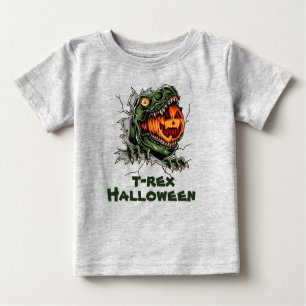 Halloween T-rex Kopf isst Halloween-Kürbis Baby T-shirt