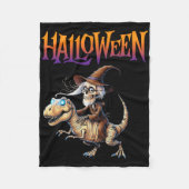 Halloween T-rex Skeleton Ride Fleecedecke (Vorderseite)