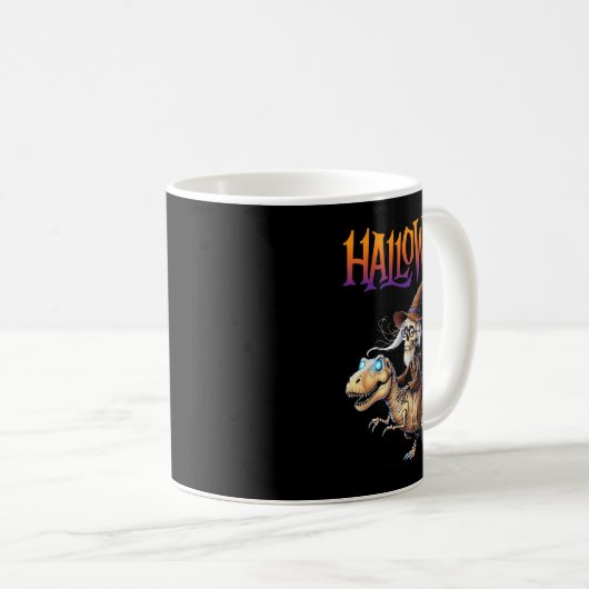 Halloween T-rex Skeleton Ride Kaffeetasse (VorderseiteRechts)
