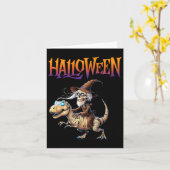 Halloween T-rex Skeleton Ride Karte (Gelbe Blume)