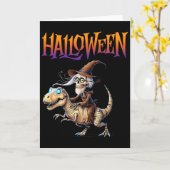 Halloween T-rex Skeleton Ride  Karte (Gelbe Blume)