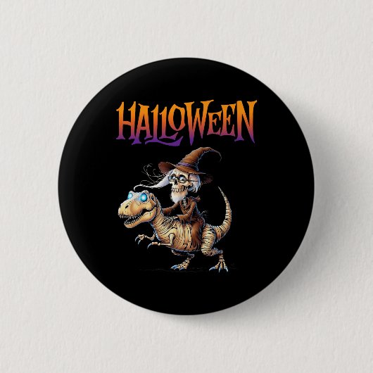 Halloween T-Rex Skelett-Fahrt  Button (Vorderseite)