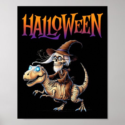 Halloween T-Rex Skelett-Fahrt  Poster (Vorne)