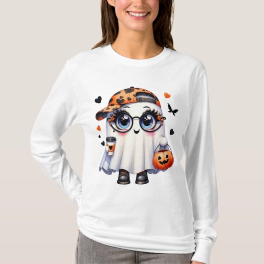 Halloween T-Shirt ,Cute Ghost Tee , Pumpkin Shirt  (Vorderseite)