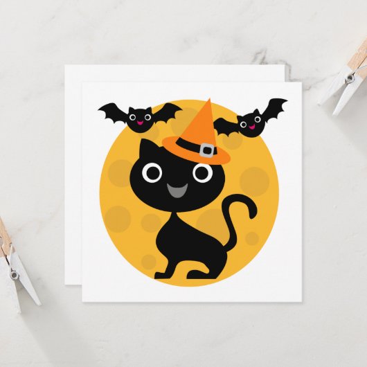 Halloween-T - Shirt und -Geschenke für Katzen und Karte (Vorderseite/Rückseite Beispiel)