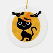 Halloween-T - Shirt und -Geschenke für Katzen und Keramikornament (Vorne)
